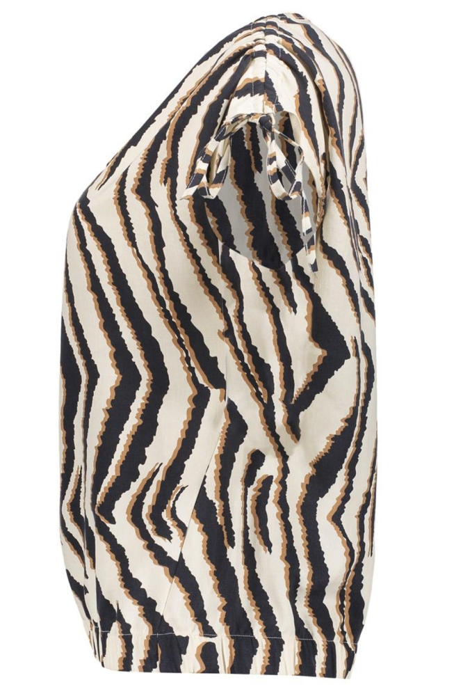 TOP MET RIJGDETAIL EN ZEBRAPRINT 53487 20 000720 SAND/BLACK